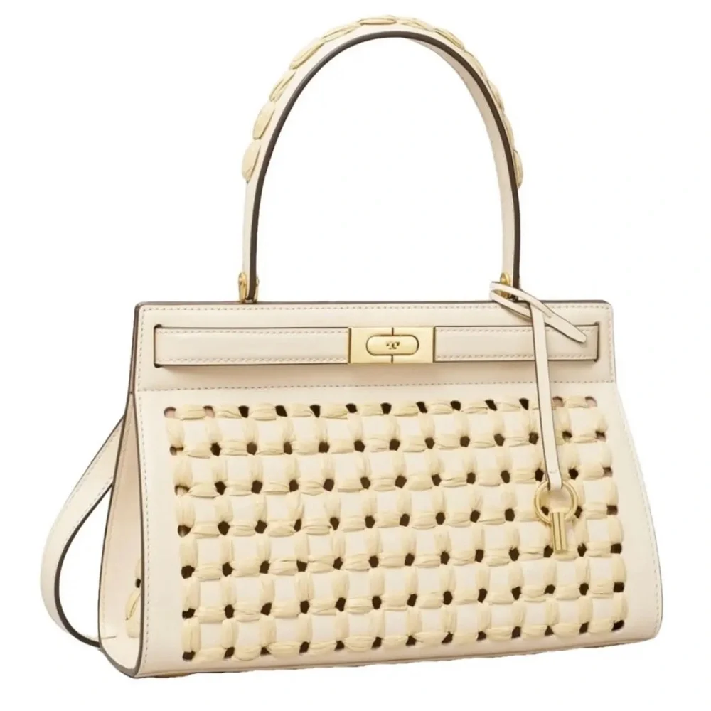 Tory Burch Elegant Cream Woven Handbag